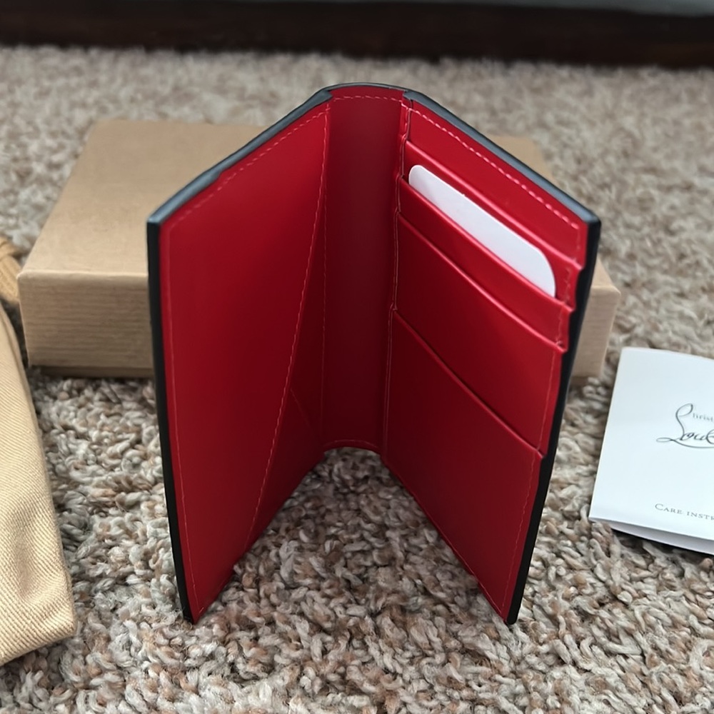 Christian Louboutin - Men's M Sifnos Leather Spike Bifold Card Holder - Navy - Picture 4 of 8
